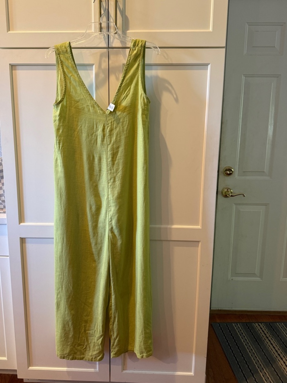 Calypso St. Barth Lime Green Sleeveless V-Neck Jumpsuit linen blend